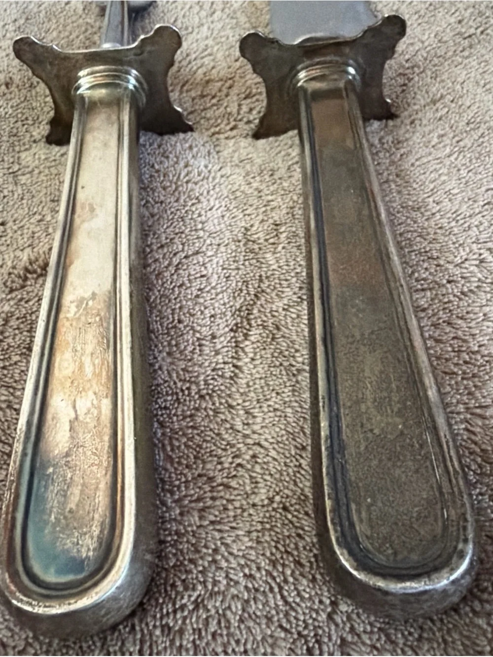 S Kirk & Son Inc. 1927 Calvert  12” Fork & 15” Knife Carving Set Sterling Silver